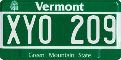 VT license plate XYO209
