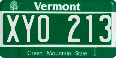 VT license plate XYO213