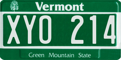 VT license plate XYO214