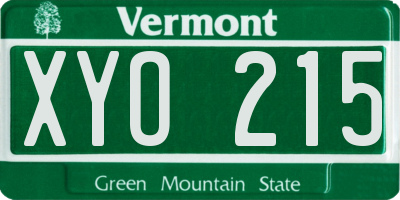 VT license plate XYO215