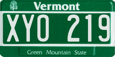 VT license plate XYO219