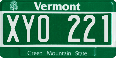 VT license plate XYO221