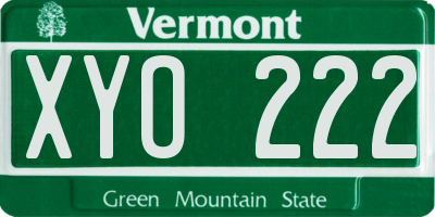 VT license plate XYO222