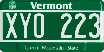 VT license plate XYO223