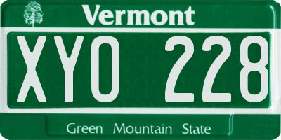 VT license plate XYO228