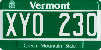 VT license plate XYO230