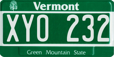 VT license plate XYO232