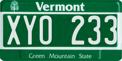 VT license plate XYO233