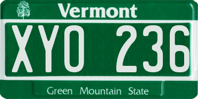 VT license plate XYO236