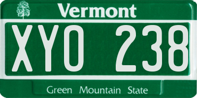 VT license plate XYO238