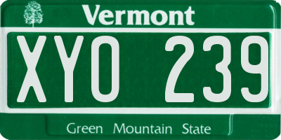 VT license plate XYO239