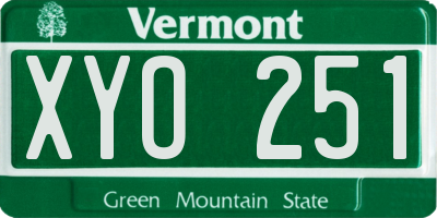 VT license plate XYO251