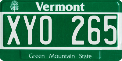 VT license plate XYO265