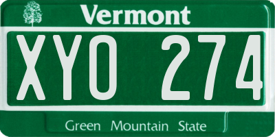 VT license plate XYO274