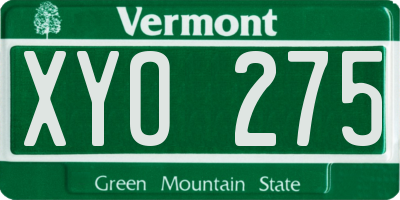 VT license plate XYO275