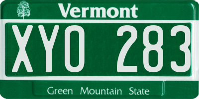 VT license plate XYO283