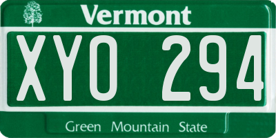 VT license plate XYO294