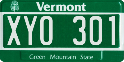 VT license plate XYO301