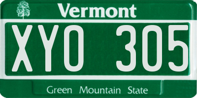 VT license plate XYO305