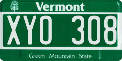 VT license plate XYO308