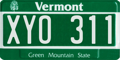 VT license plate XYO311