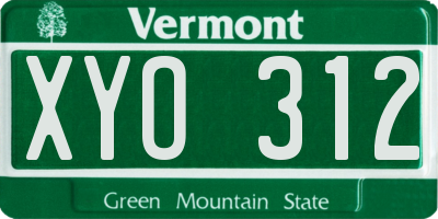 VT license plate XYO312