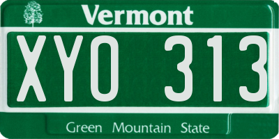 VT license plate XYO313