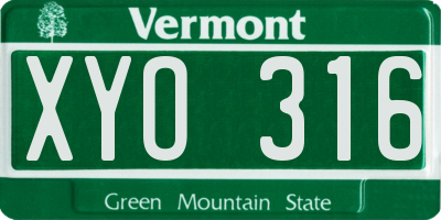 VT license plate XYO316