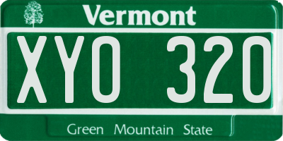 VT license plate XYO320