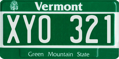 VT license plate XYO321