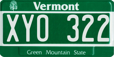 VT license plate XYO322