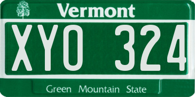 VT license plate XYO324