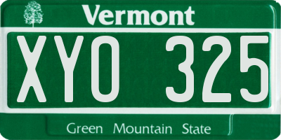 VT license plate XYO325