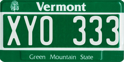 VT license plate XYO333