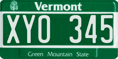 VT license plate XYO345