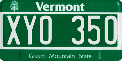 VT license plate XYO350
