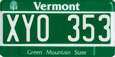 VT license plate XYO353