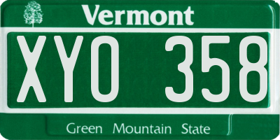 VT license plate XYO358