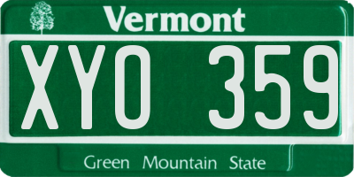 VT license plate XYO359