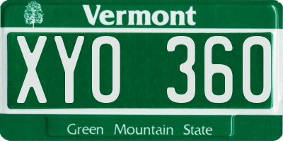 VT license plate XYO360