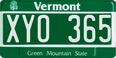 VT license plate XYO365