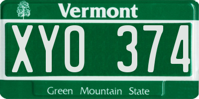 VT license plate XYO374