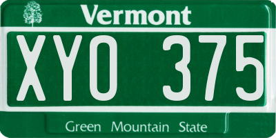 VT license plate XYO375