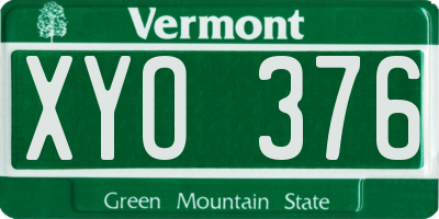 VT license plate XYO376