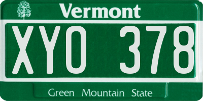 VT license plate XYO378