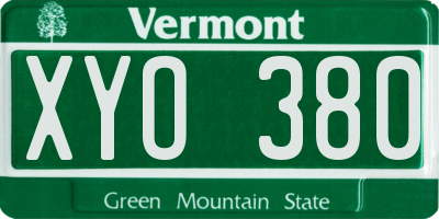 VT license plate XYO380