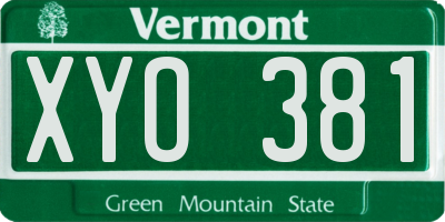 VT license plate XYO381