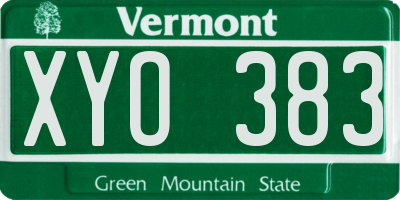 VT license plate XYO383