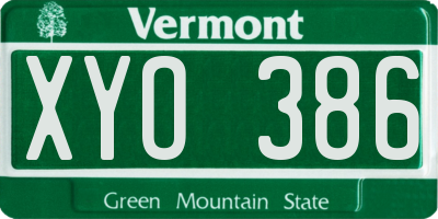 VT license plate XYO386