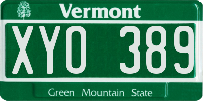 VT license plate XYO389